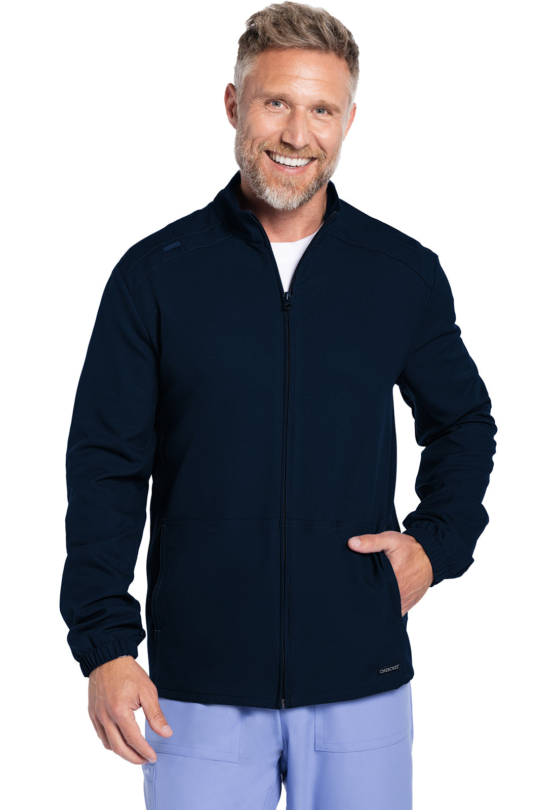 Originals Ultra CK359A Men's Zip Front Jacket Navy Model Image Left Side | Cherokee