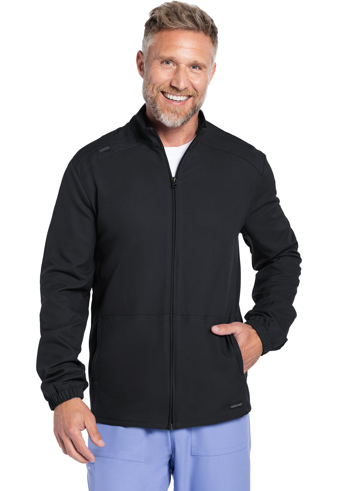 Originals Ultra CK359A Men's Zip Front Jacket Pewter Model Image Left Side | Cherokee