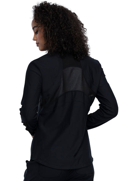 Form CK390 Zip Front Jacket Black Model Image Back | Cherokee