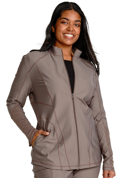 Form CK390 Zip Front Jacket Iron Model Image Front | Cherokee