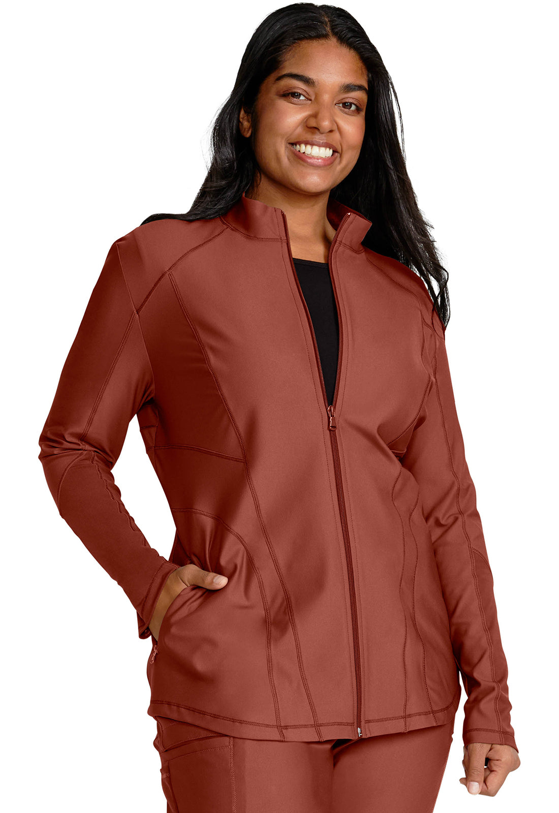 Form CK390 Zip Front Jacket MASALA Model Image Front | Cherokee