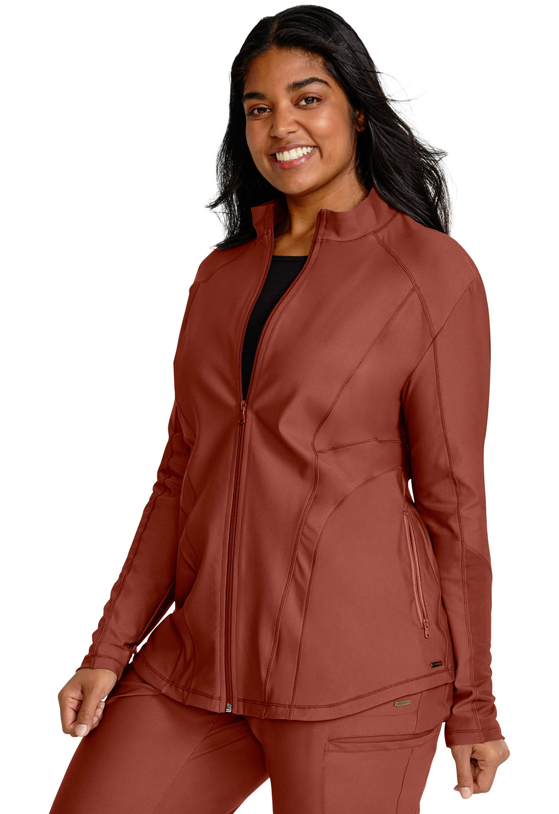 Form CK390 Zip Front Jacket MASALA Model Image Right Side | Cherokee