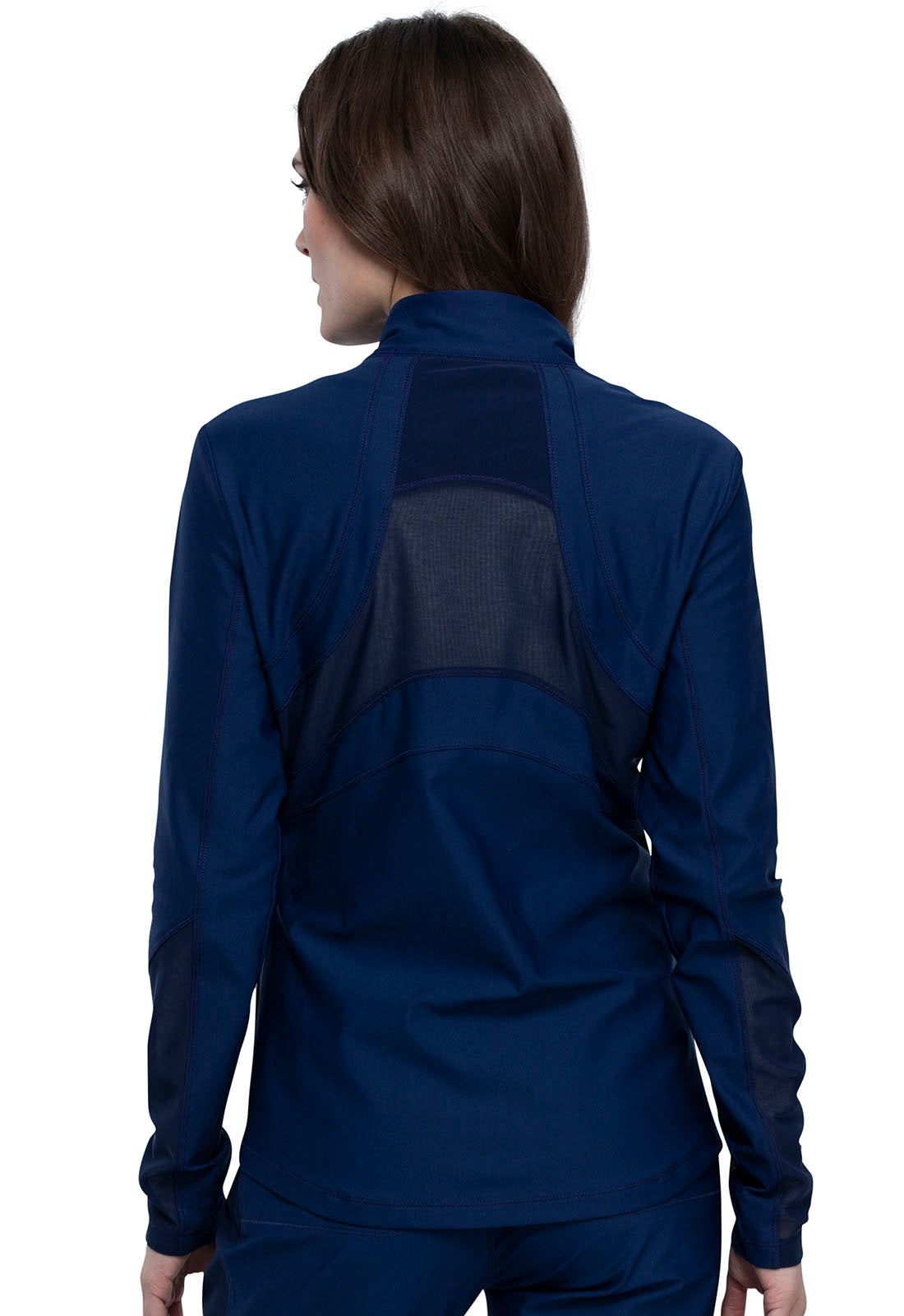 Form CK390 Zip Front Jacket Navy Model Image Back | Cherokee