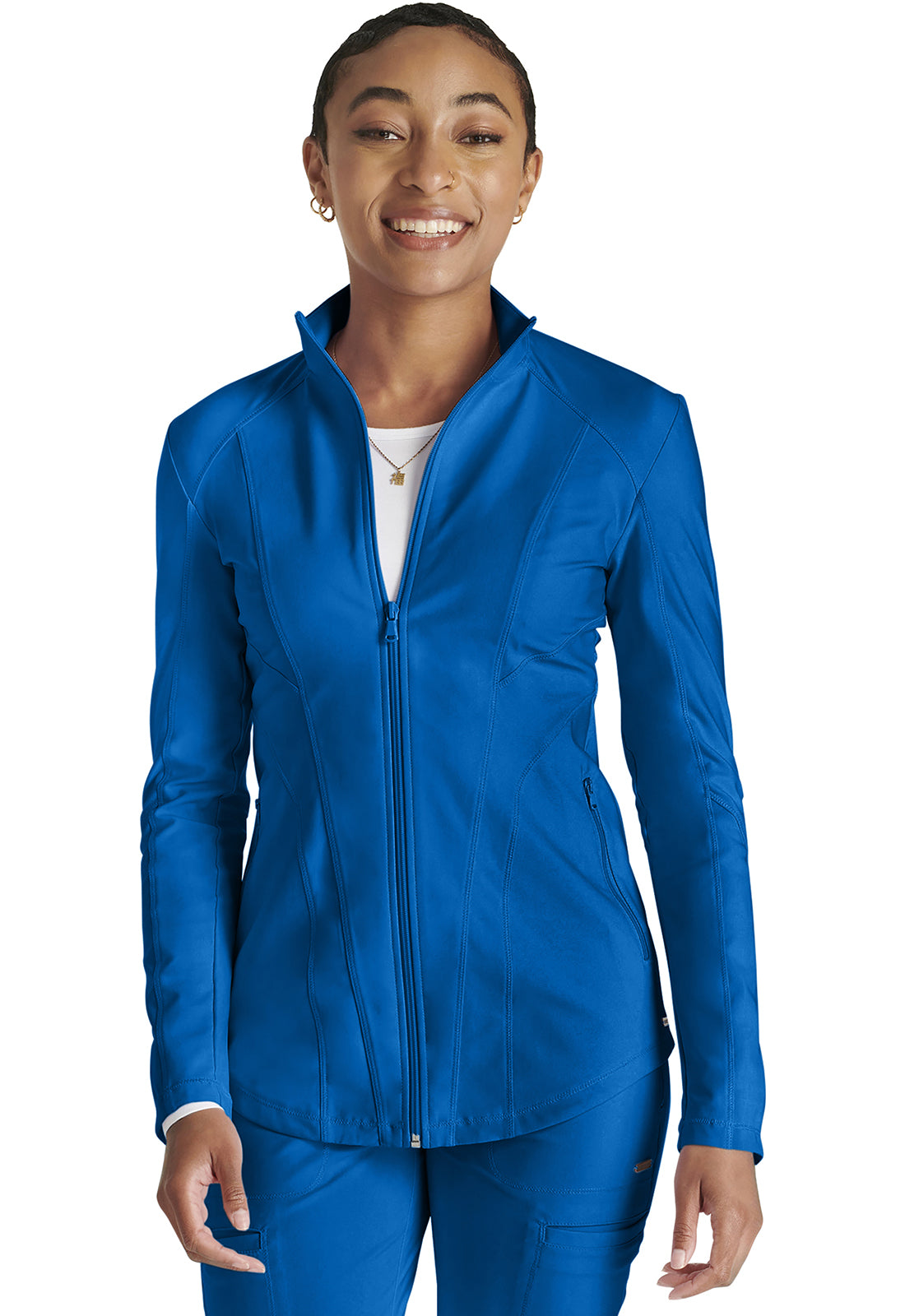 Form CK390 Zip Front Jacket Royal Model Image Front | Cherokee