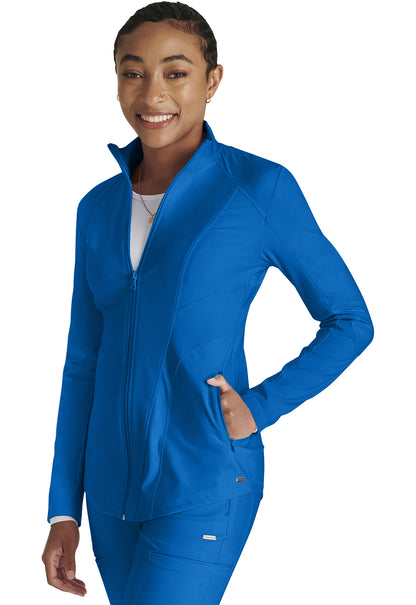 Form CK390 Zip Front Jacket Royal Model Image Right Side | Cherokee