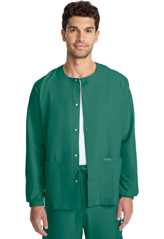 Originals Ultra CK393A Unisex Snap Front Warm Up Jacket Hunter Green Model Image Front | Cherokee