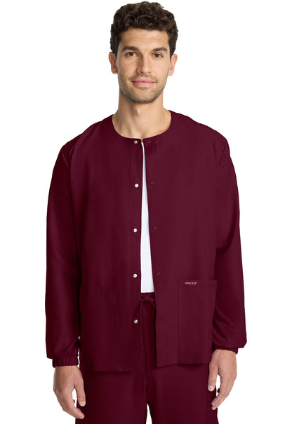 Originals Ultra CK393A Unisex Snap Front Warm Up Jacket Wine Model Image Front | Cherokee