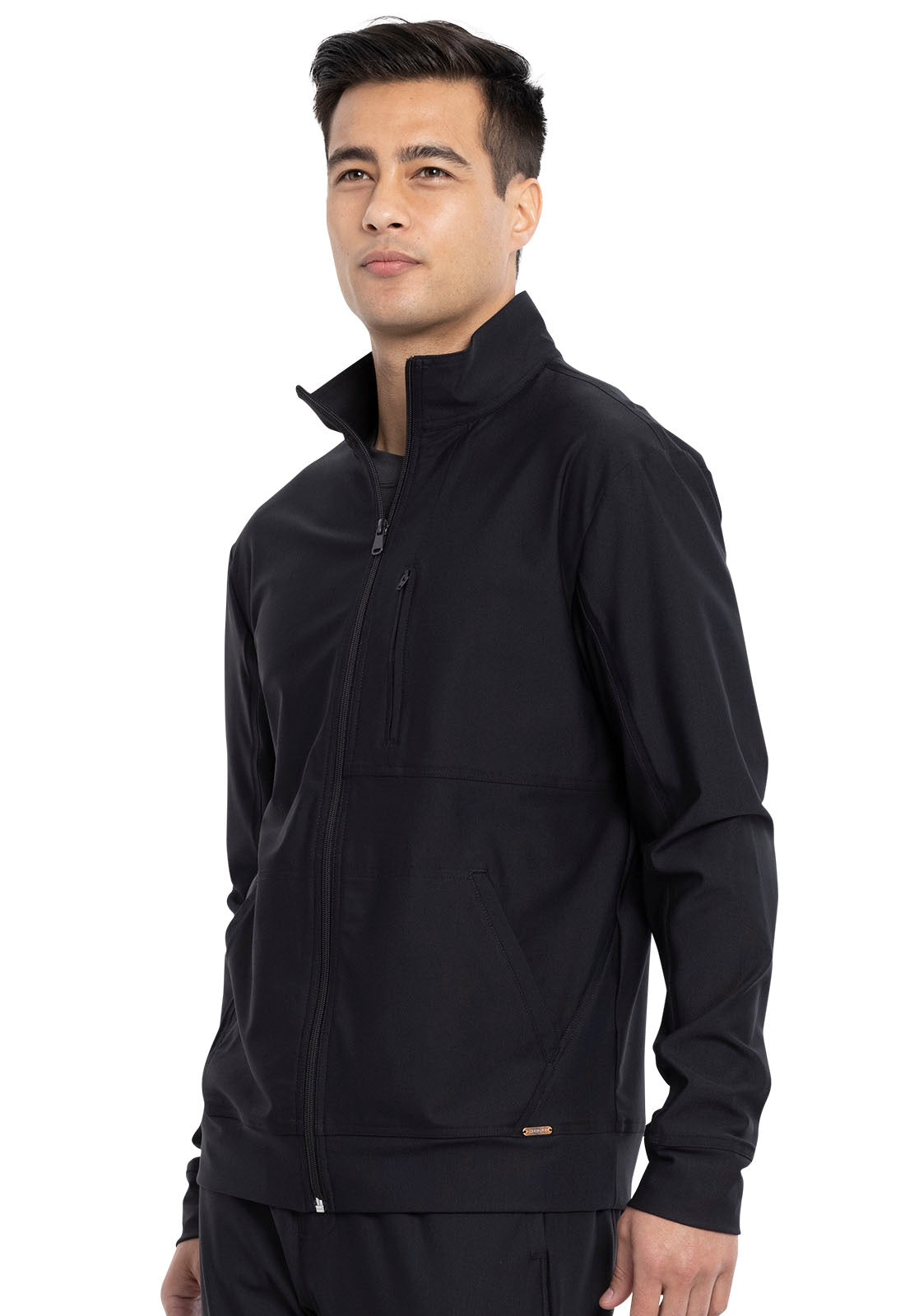 Form CK399 Men's Zip Front Jacket Black Model Image Right Side | Cherokee