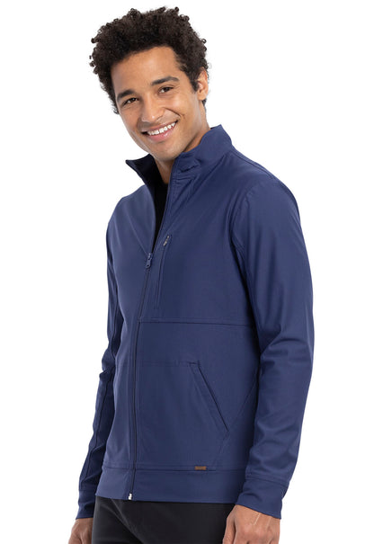 Form CK399 Men's Zip Front Jacket Navy Model Image Right Side | Cherokee