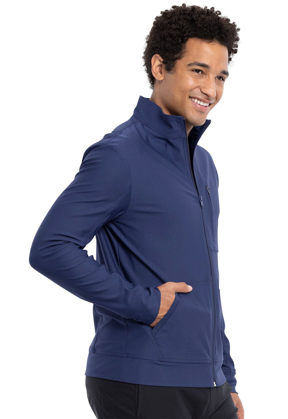 Form CK399 Men's Zip Front Jacket Navy Model Image Left Side | Cherokee