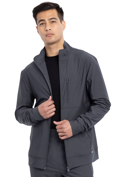 Form CK399 Men's Zip Front Jacket Pewter Model Image Front | Cherokee