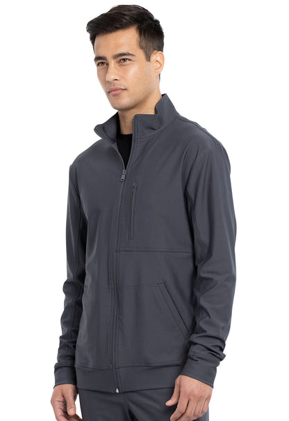 Form CK399 Men's Zip Front Jacket Pewter Model Image Right Side | Cherokee