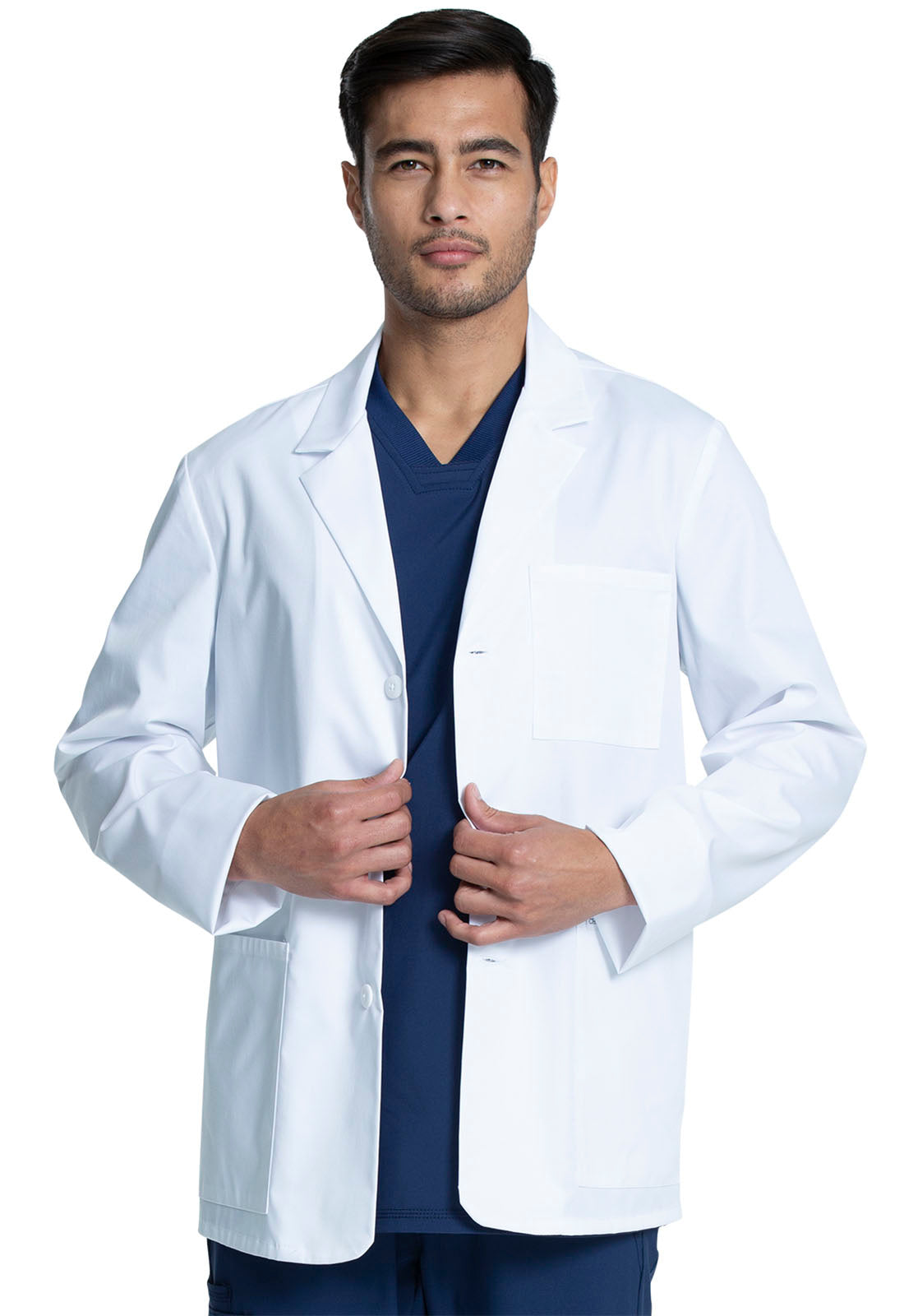 Project Lab by Cherokee CK401 Tall 32" Men's Consultation Coat White Model Image Front | Cherokee