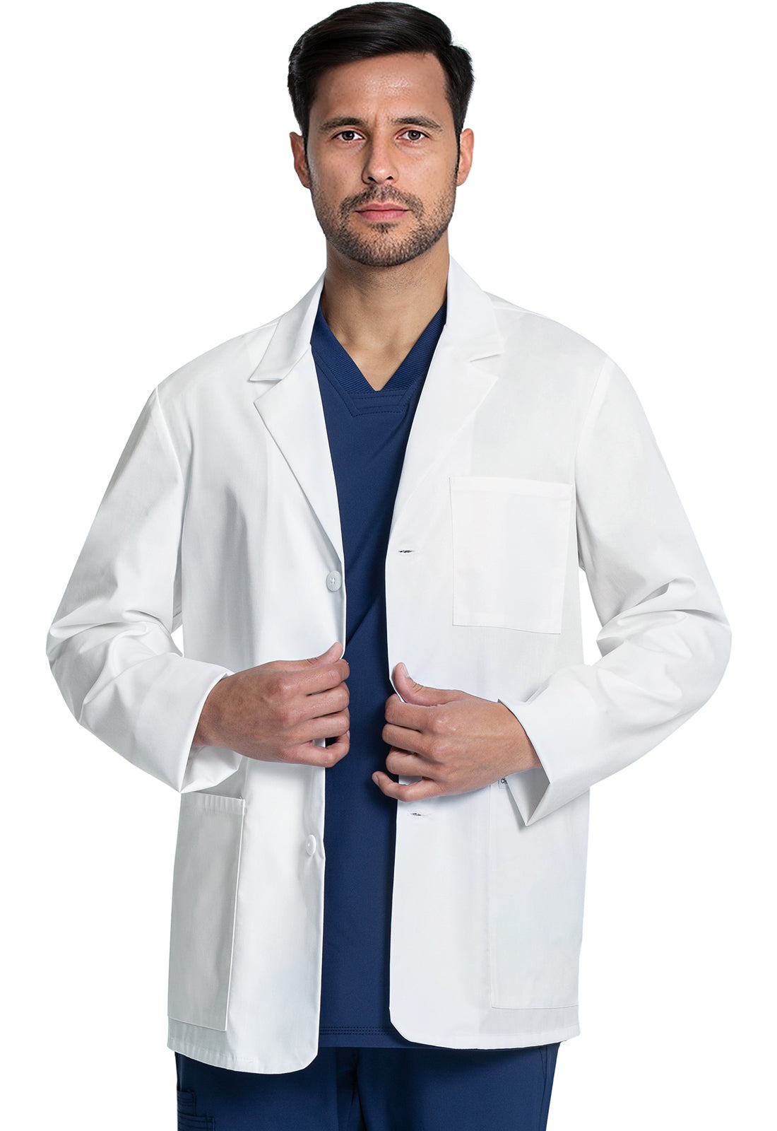 Project Lab by Cherokee CK401 30" Men's Consultation Coat White Model Image Front | Cherokee