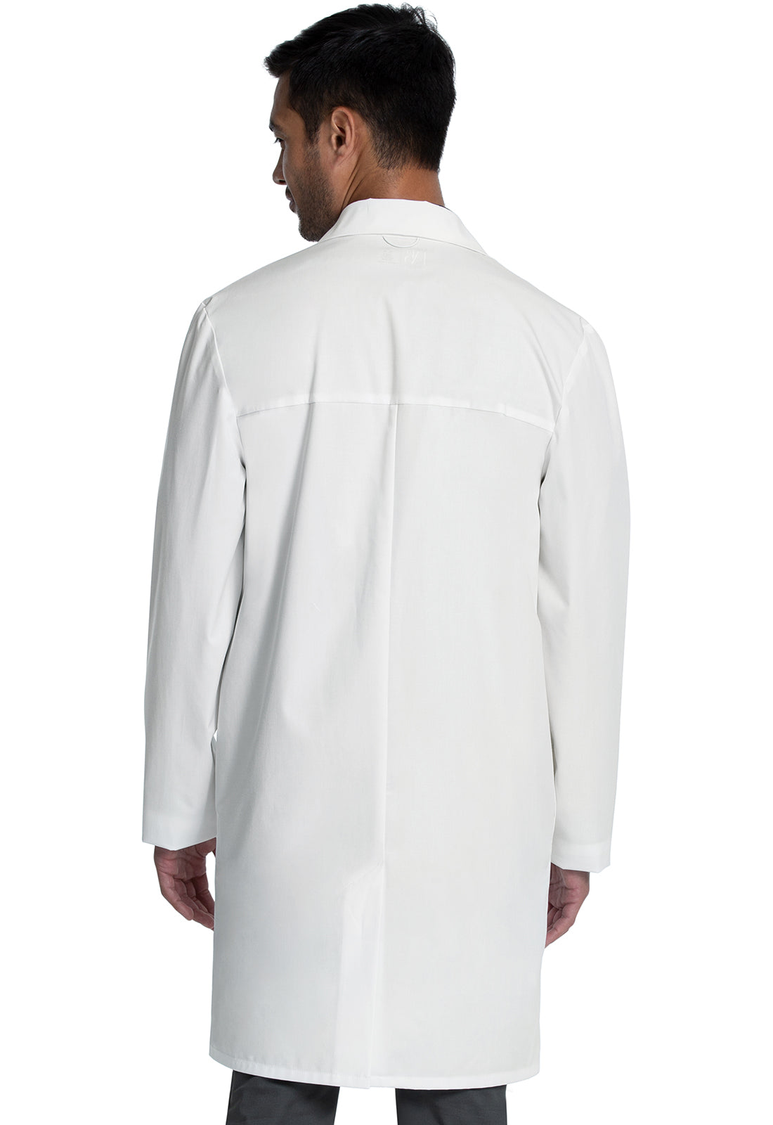 Project Lab by Cherokee CK412 38" Men's Lab Coat White Model Image Back | Cherokee