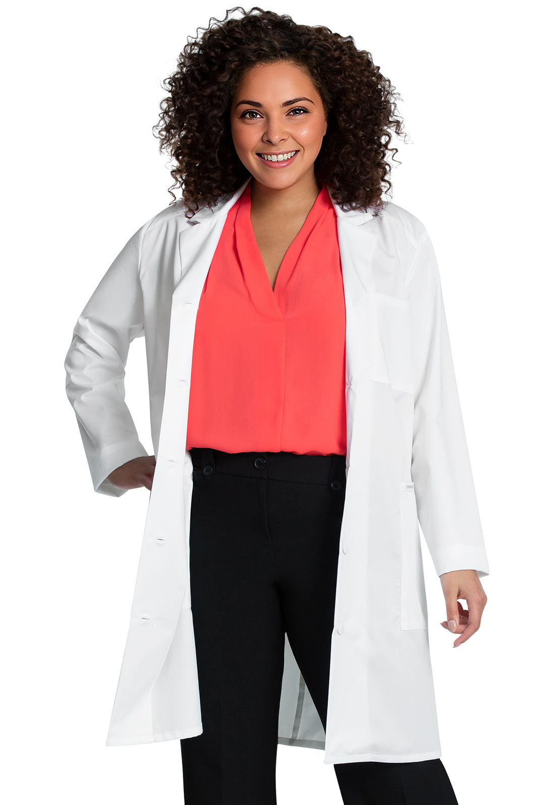 Project Lab by Cherokee CK421 37" Lab Coat White Model Image Front | Cherokee