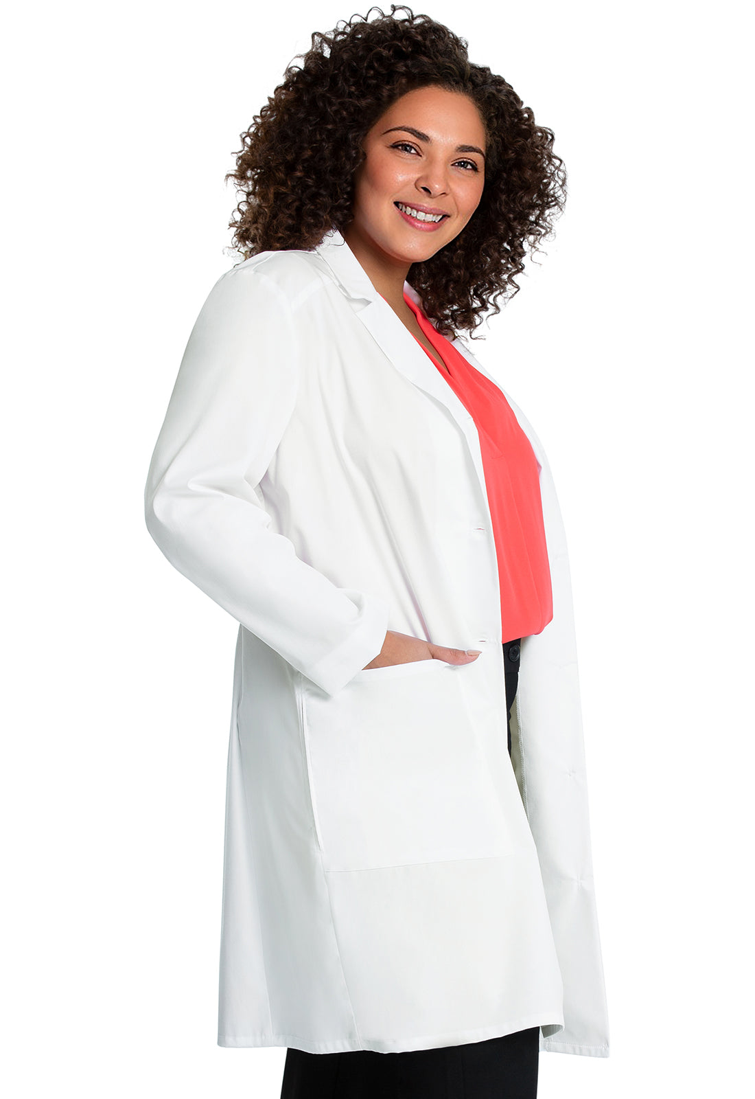 Project Lab by Cherokee CK421 37" Lab Coat White Model Image Left Side | Cherokee