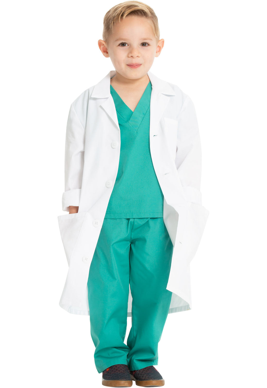 Project Lab by Cherokee CK430 Kids' Lab Coat White Model Image Front | Cherokee