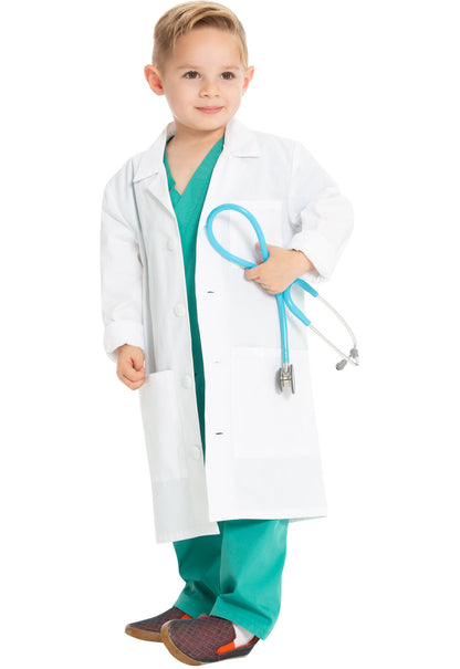 Project Lab by Cherokee CK430 Kids' Lab Coat White Model Image Right Side | Cherokee