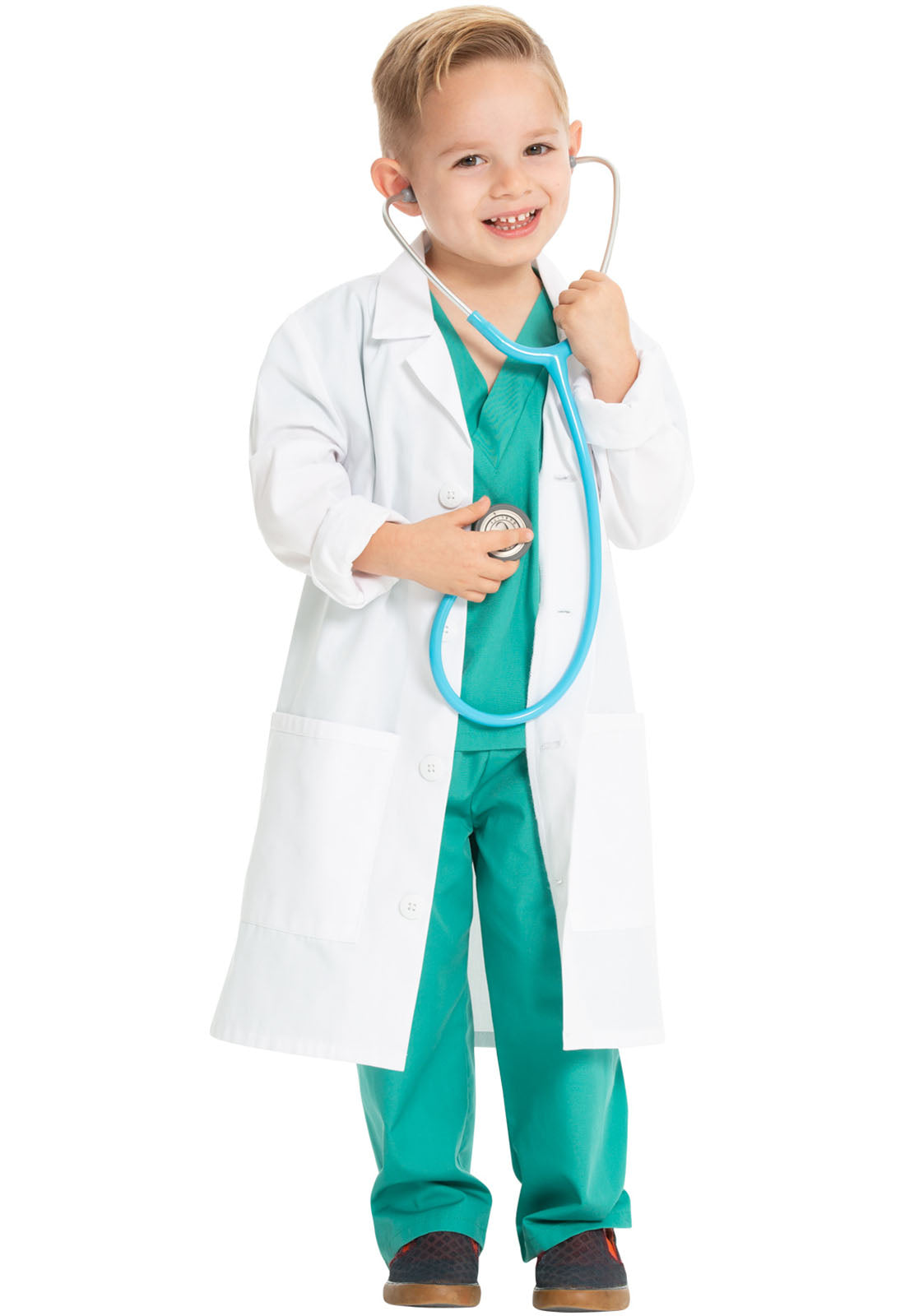 Project Lab by Cherokee CK430 Kids' Lab Coat White Model Image Left Side | Cherokee