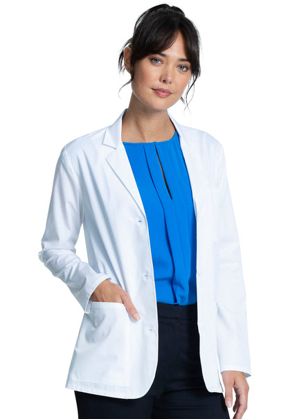 Project Lab by Cherokee CK451 Tall 30" Consultation Coat White Model Image Left Side | Cherokee