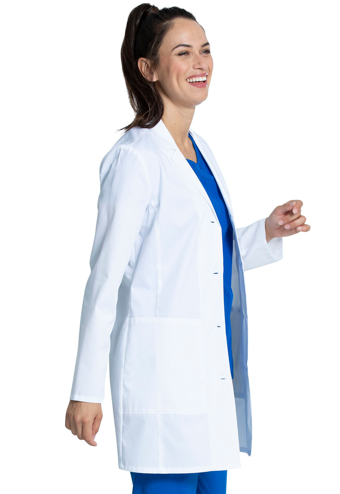 Project Lab by Cherokee CK452 Tall 35" Lab Coat White Model Image Left Side | Cherokee