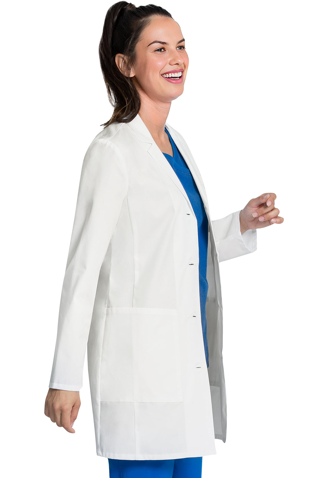 Project Lab by Cherokee CK452 33" Lab Coat White Model Image Left Side | Cherokee