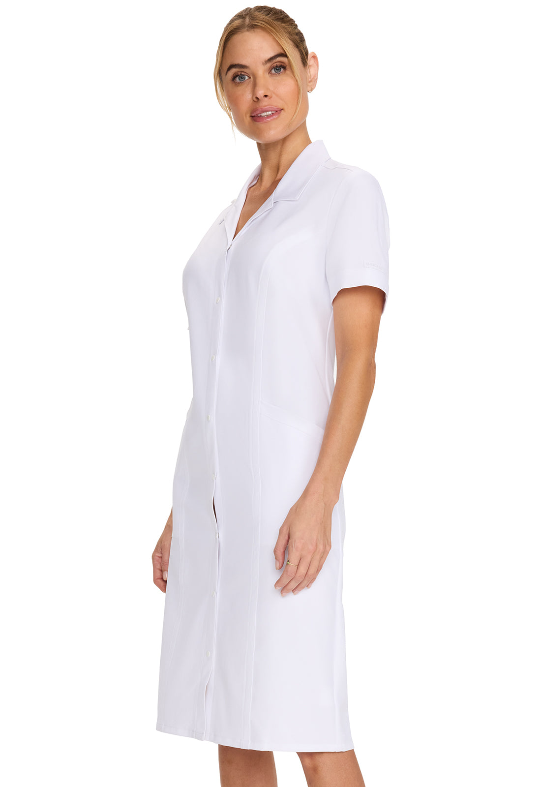 Originals Ultra CK512A Women's Button Front Dress White Model Image Right Side | Cherokee