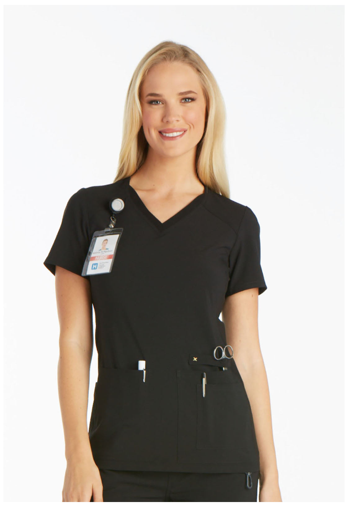 iFlex CK605 V-Neck Top Black Model Image Front | Cherokee