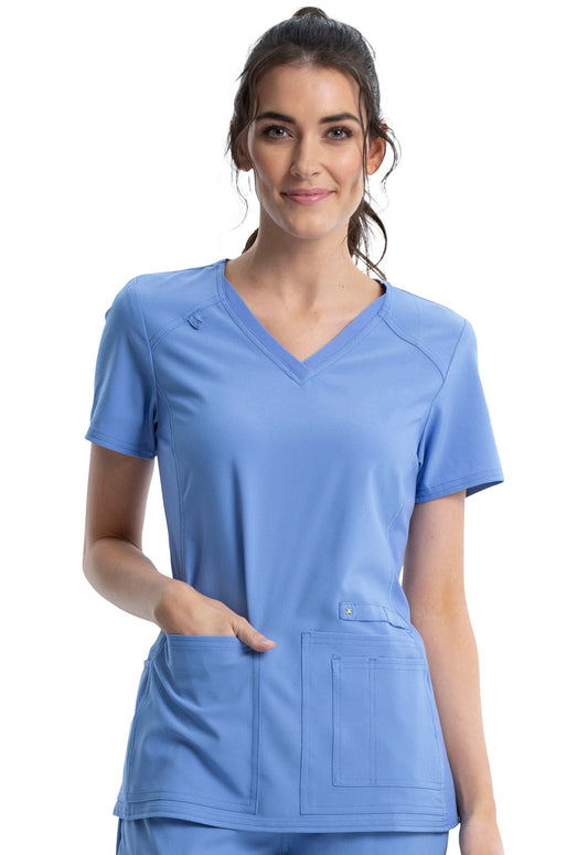 iFlex CK605 V-Neck Top Ciel Model Image Front | Cherokee