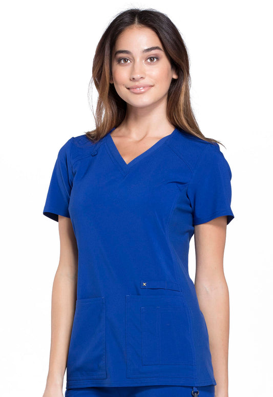 iFlex CK605 V-Neck Top Galaxy Blue Model Image Right Side | Cherokee