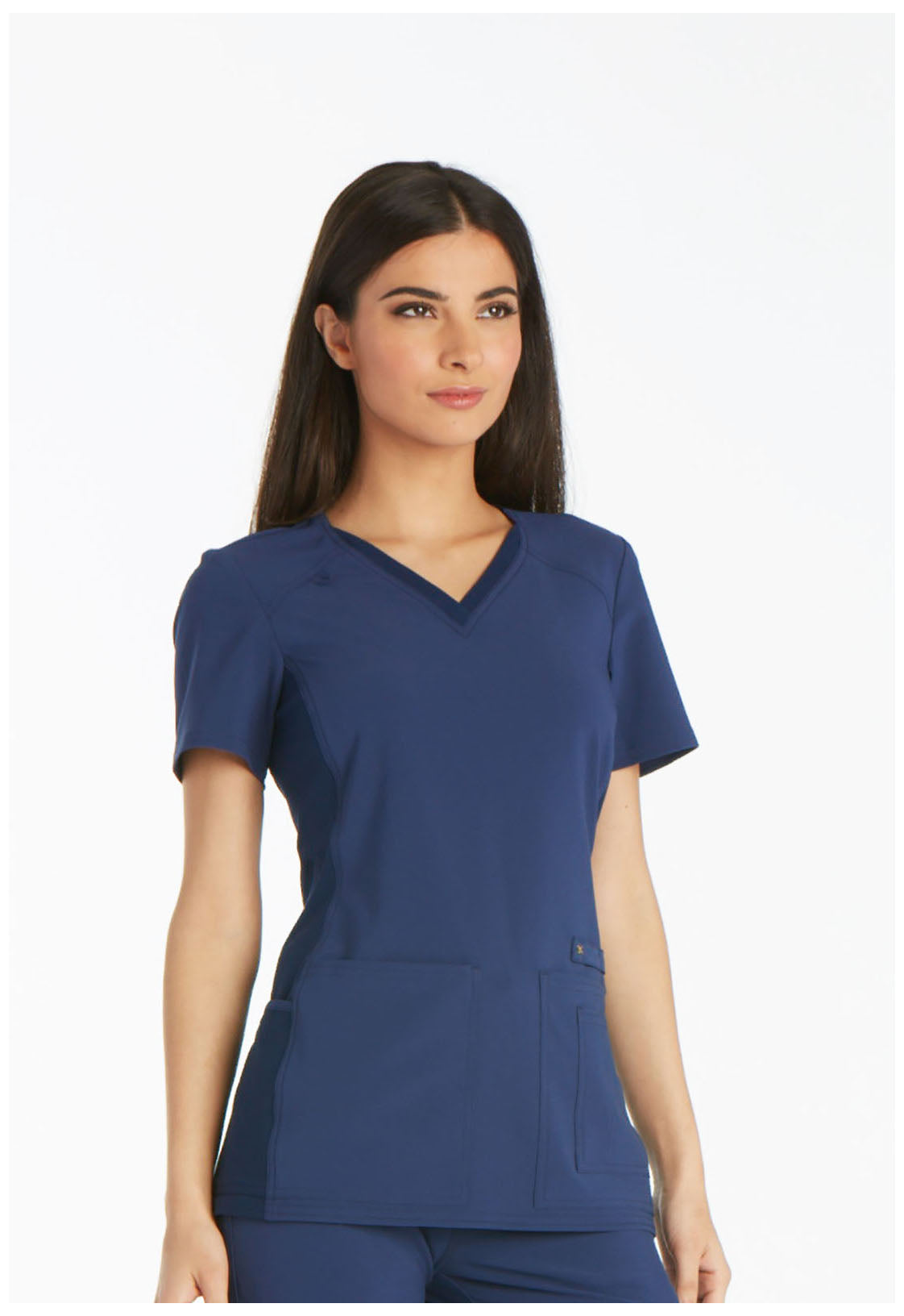 iFlex CK605 V-Neck Top Navy Model Image Left Side | Cherokee