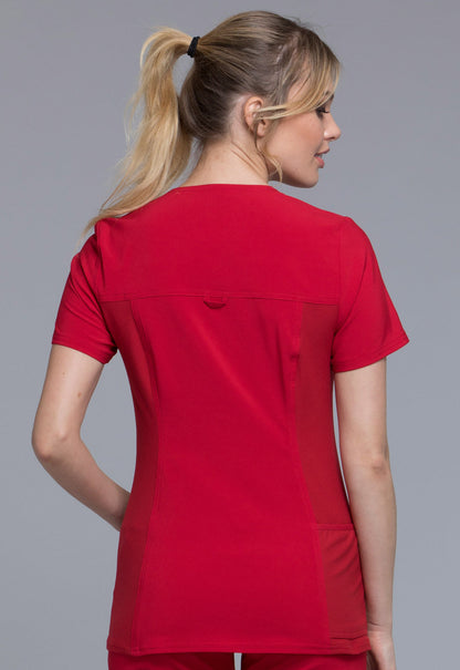 iFlex CK605 V-Neck Top Red Model Image Back | Cherokee