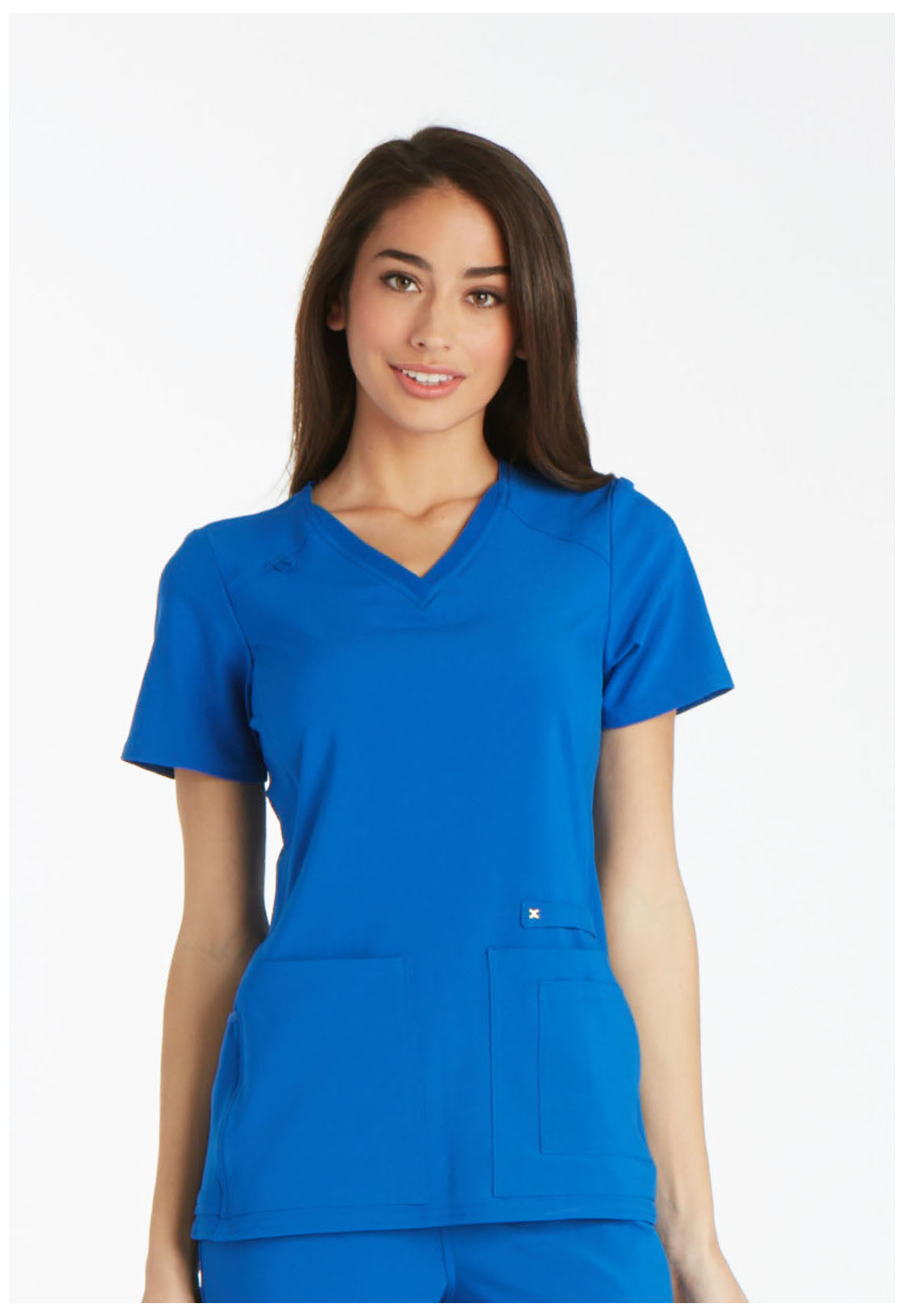 iFlex CK605 V-Neck Top Royal Model Image Front | Cherokee