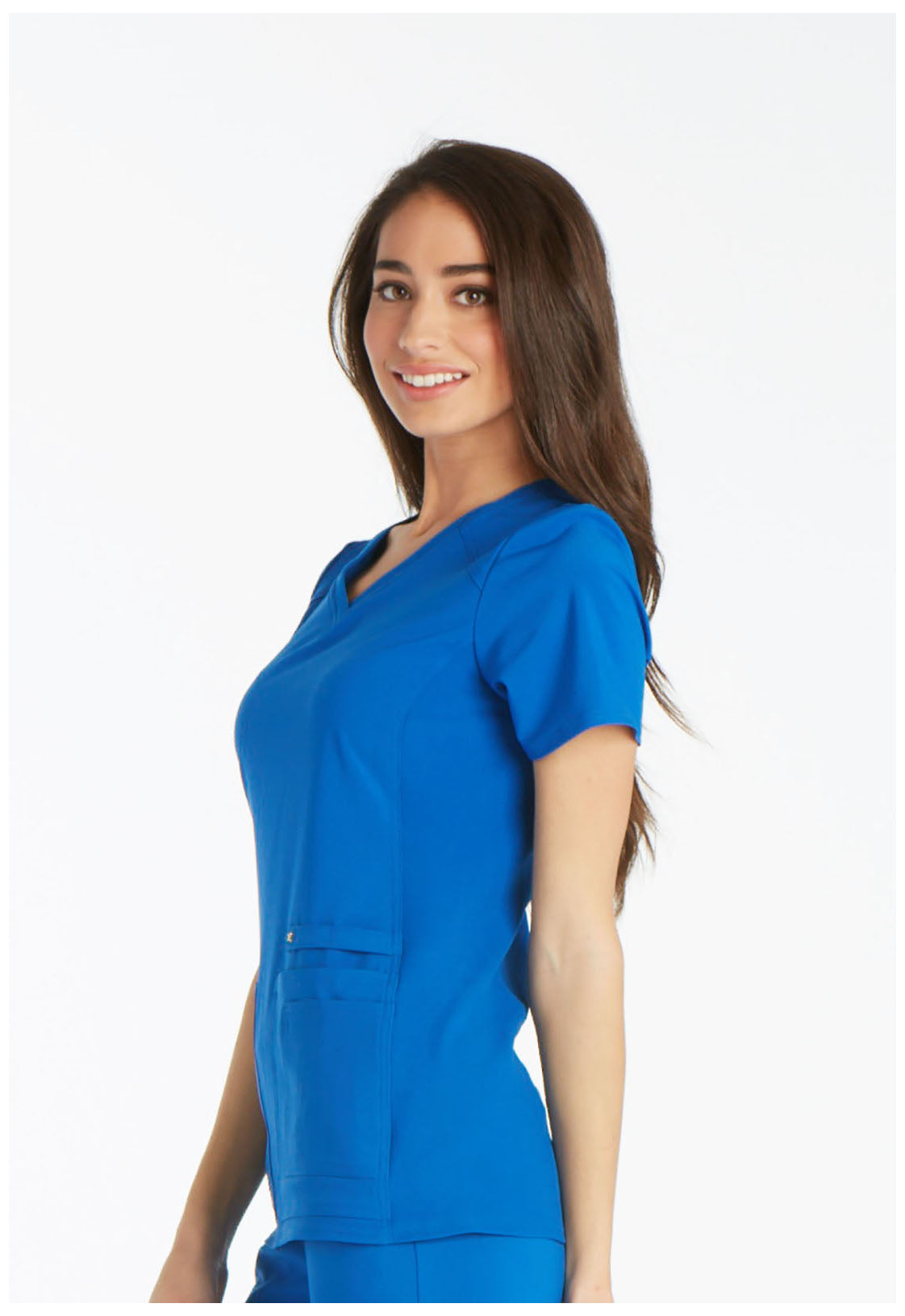 iFlex CK605 V-Neck Top Royal Model Image Right Side | Cherokee