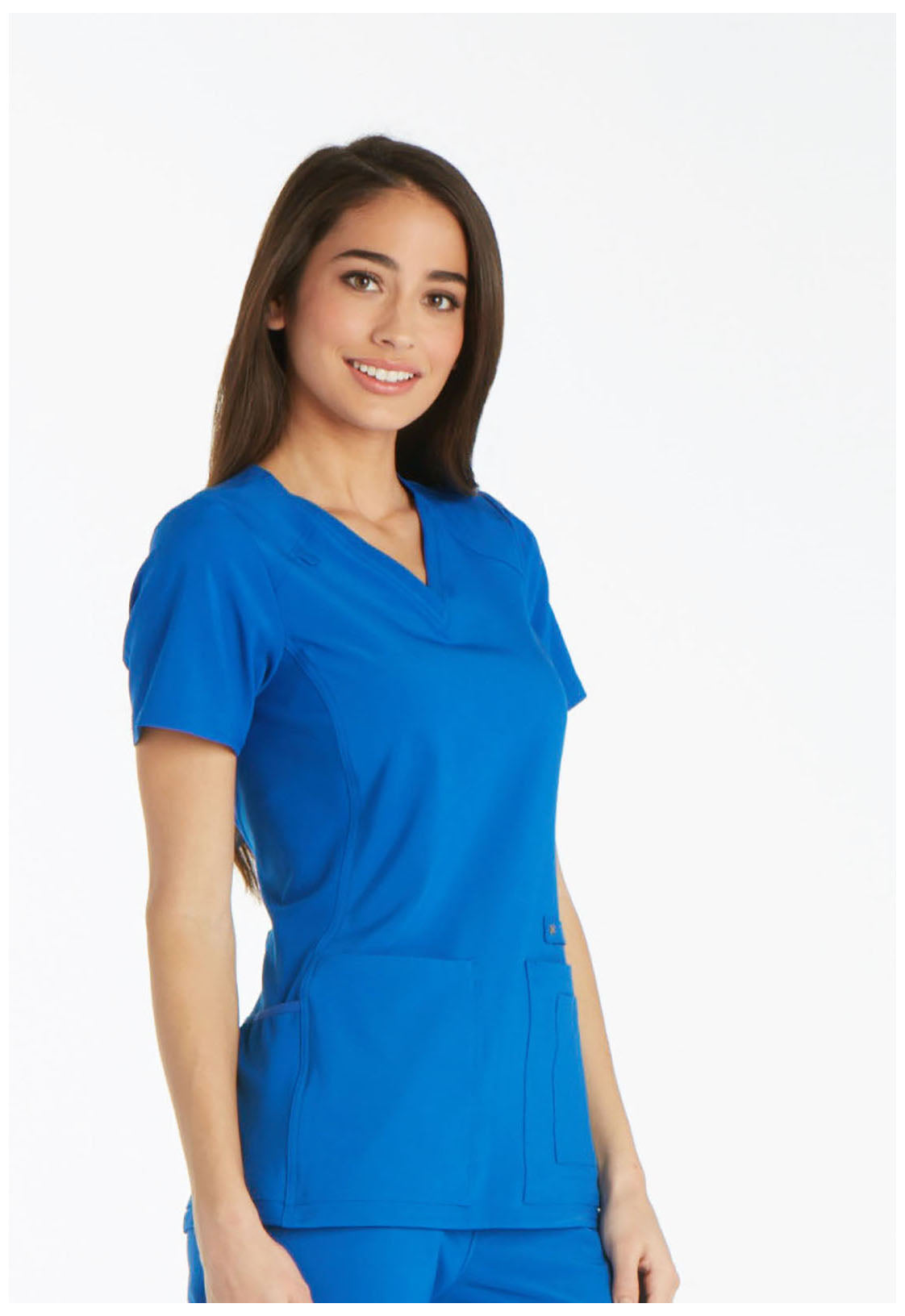 iFlex CK605 V-Neck Top Royal Model Image Left Side | Cherokee