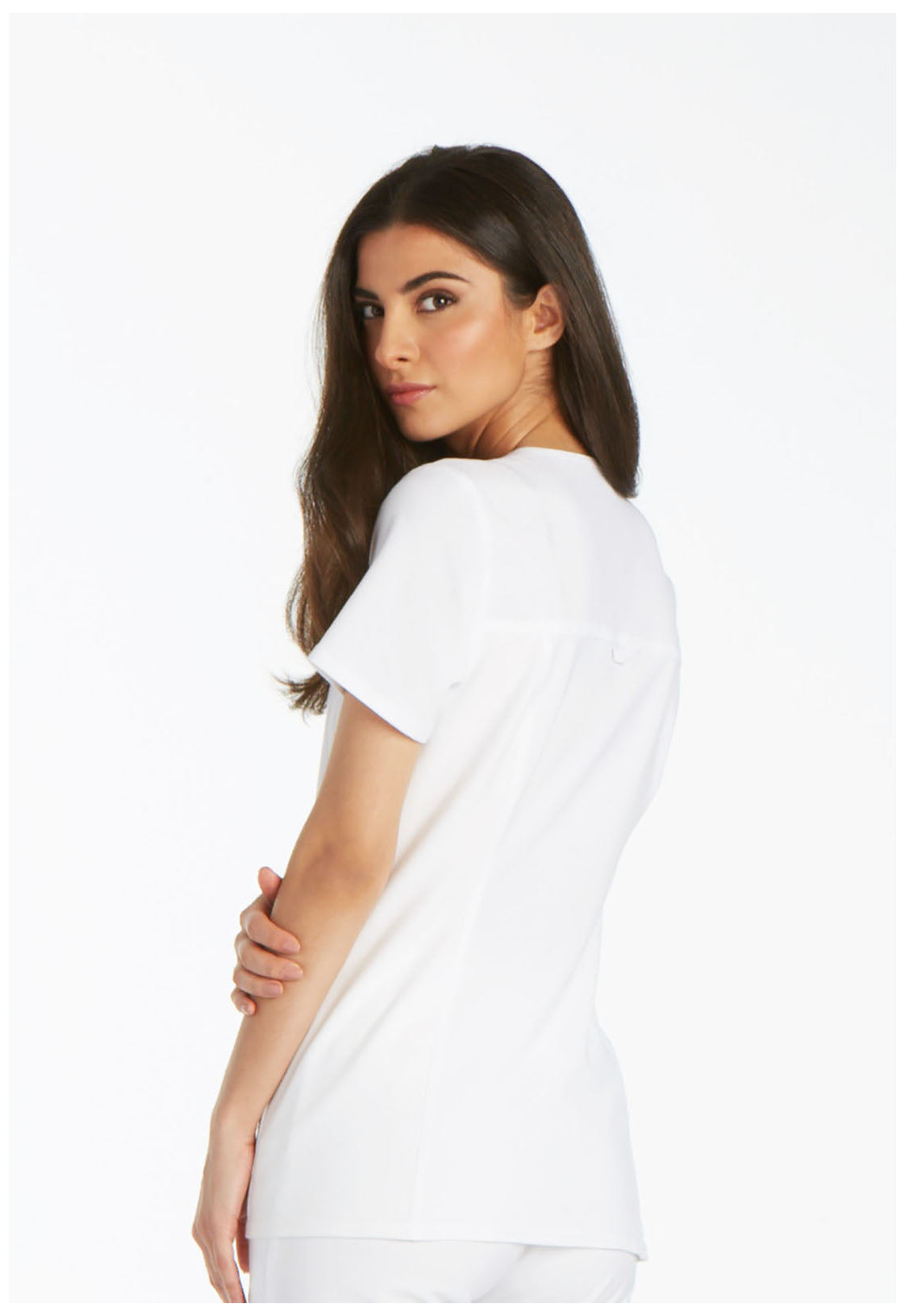 iFlex CK605 V-Neck Top White Model Image Back | Cherokee