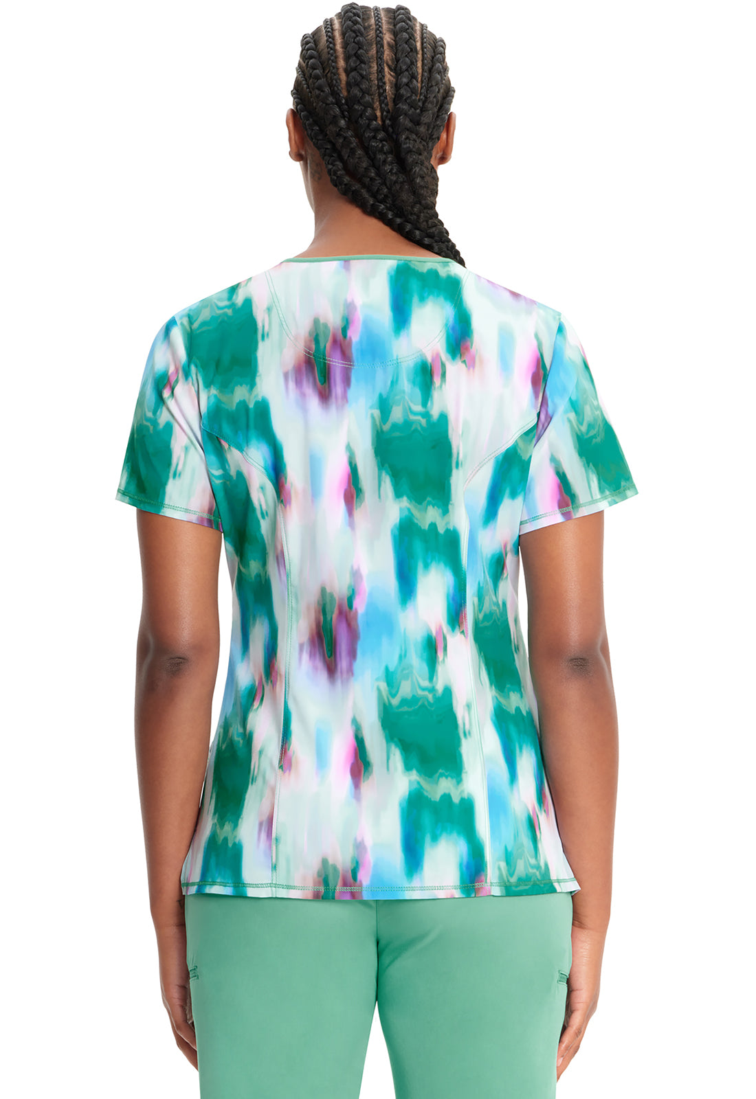 Classics CK608 Mock Print Wrap Top Auroras Model Image Back | Infinity