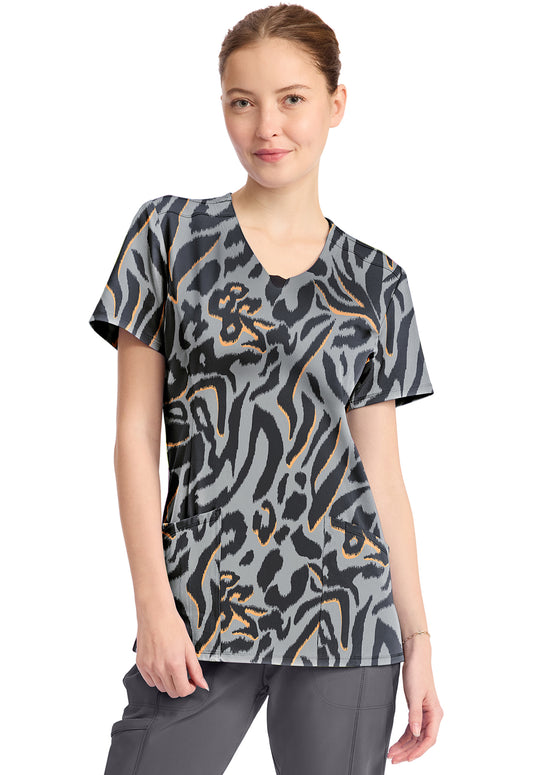 Prints CK609 Round Print Neck Top Big Cat