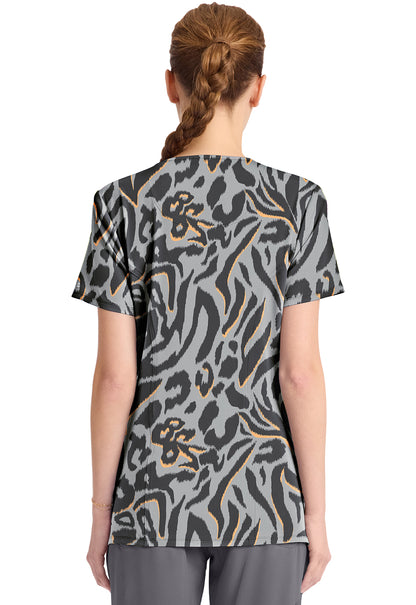 Prints CK609 Round Print Neck Top Big Cat