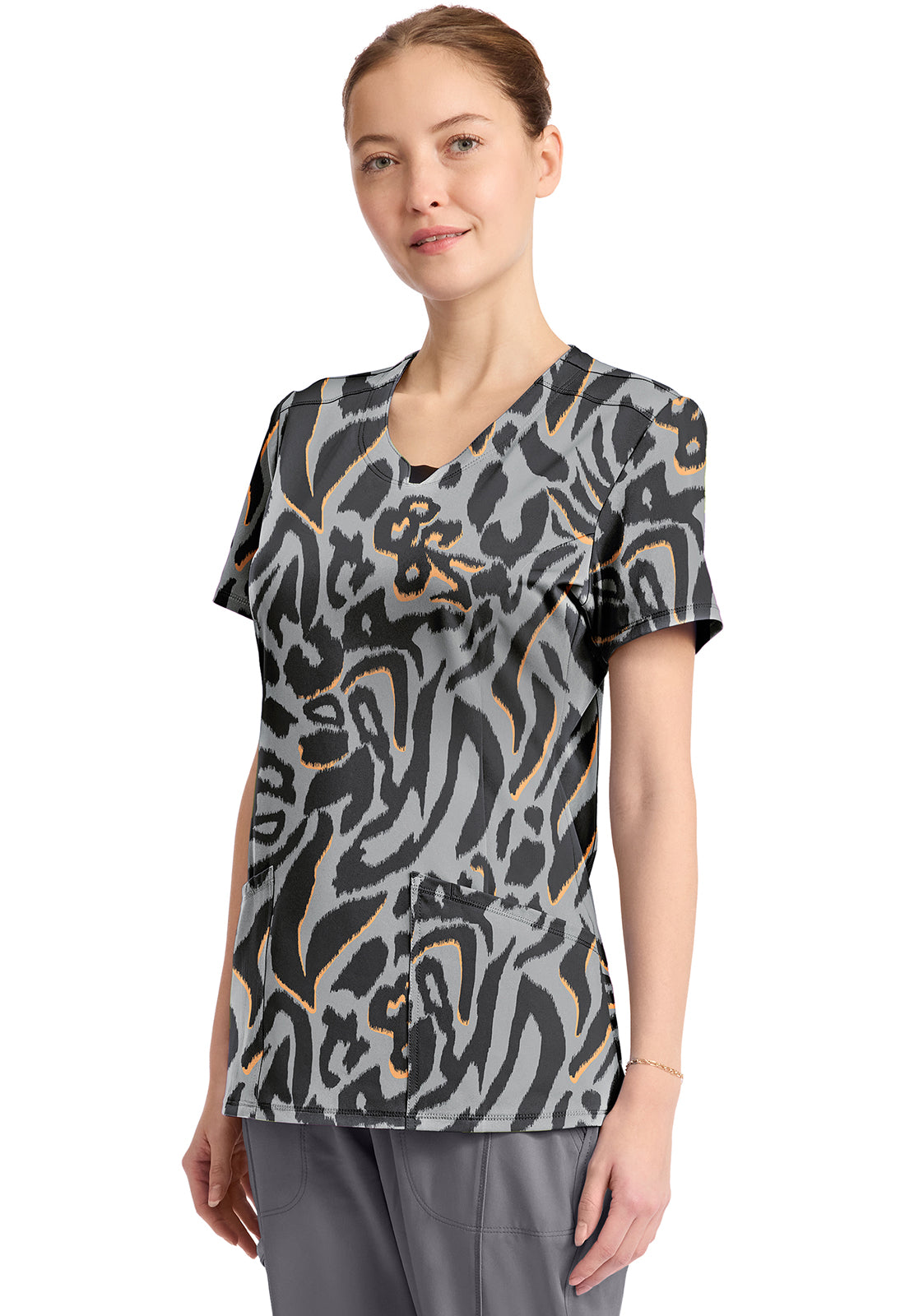 Prints CK609 Round Print Neck Top Big Cat