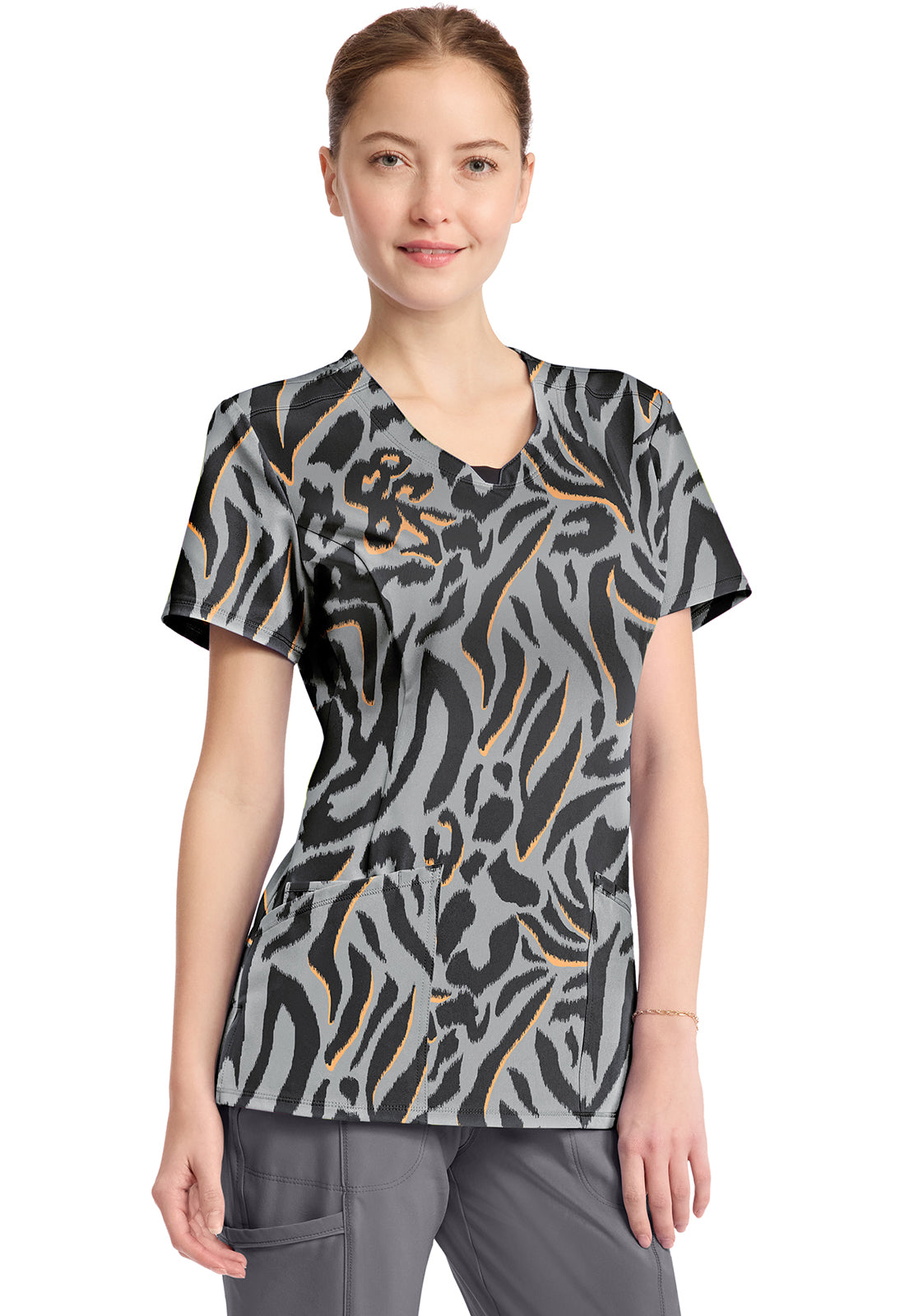 Prints CK609 Round Print Neck Top Big Cat