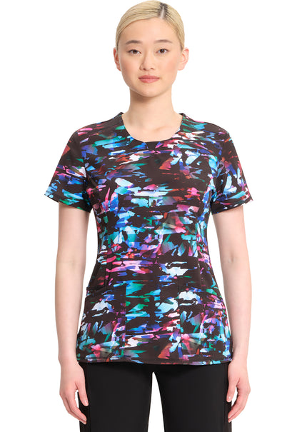 Classics CK609 Round Print Neck Top Kaleidoscopic Model Image Front | Infinity