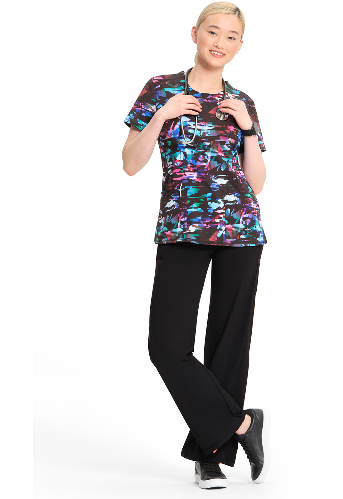 Classics CK609 Round Print Neck Top Kaleidoscopic