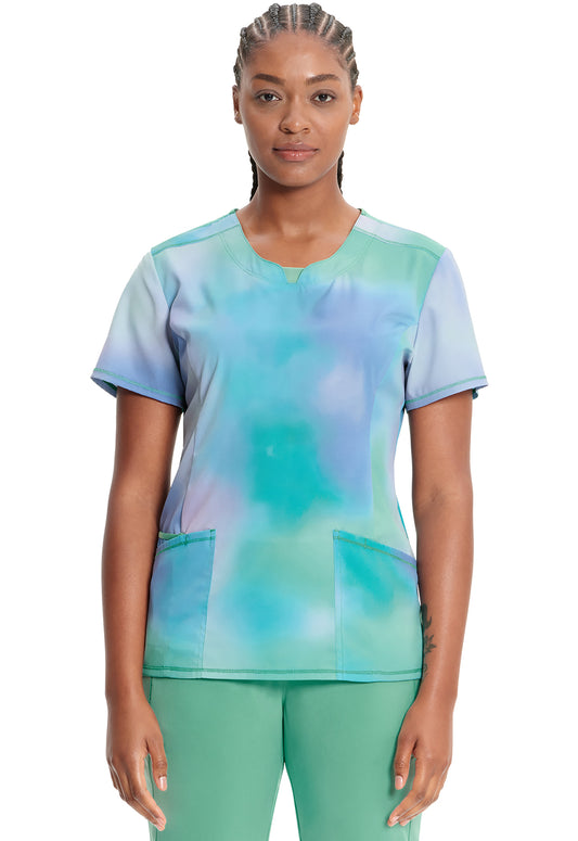 Classics CK609 Round Print Neck Top Northern Lights Model Image Front | Infinity