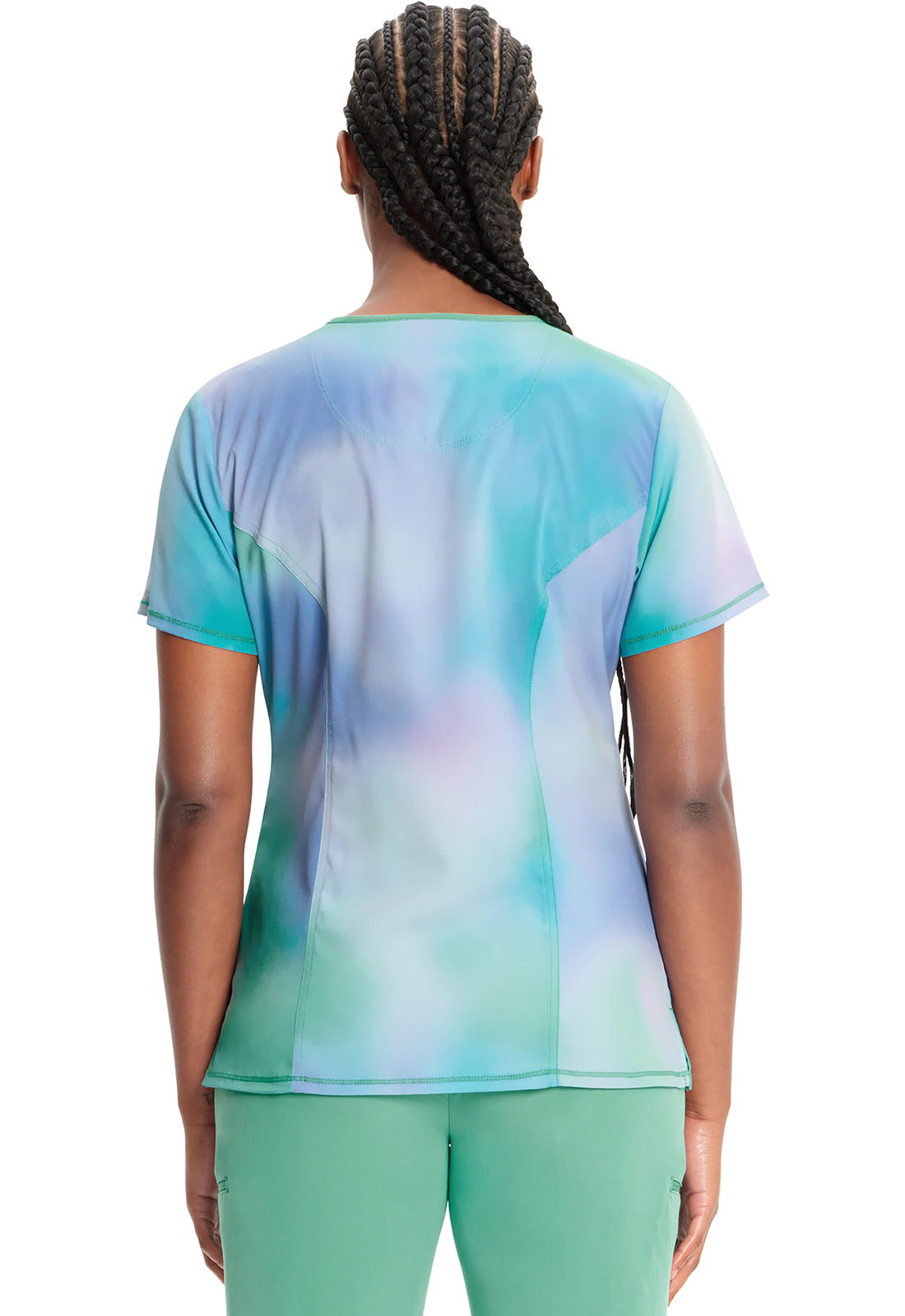 Classics CK609 Round Print Neck Top Northern Lights Model Image Back | Infinity