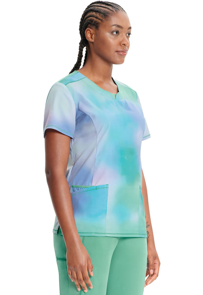 Classics CK609 Round Print Neck Top Northern Lights Model Image Left Side | Infinity