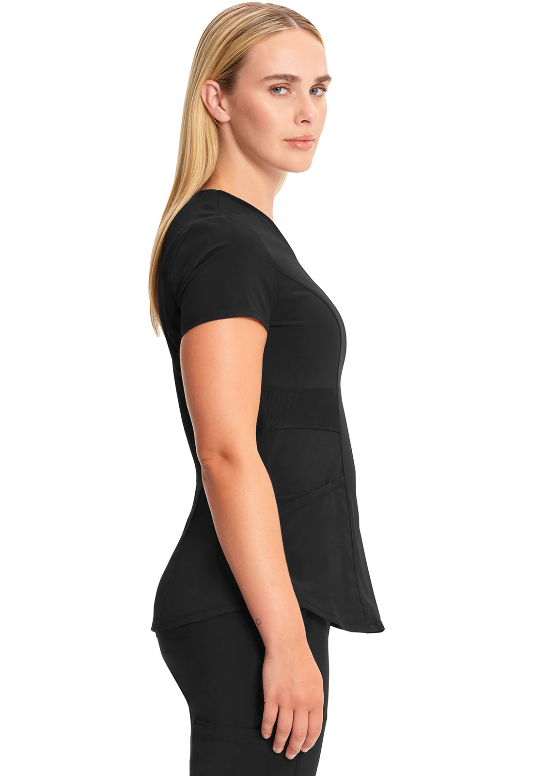 Classics CK623A V-Neck Top Black Model Image Right Side | Infinity