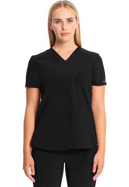 Classics CK687A Tuckable V-Neck Top Black Model Image Front | Infinity