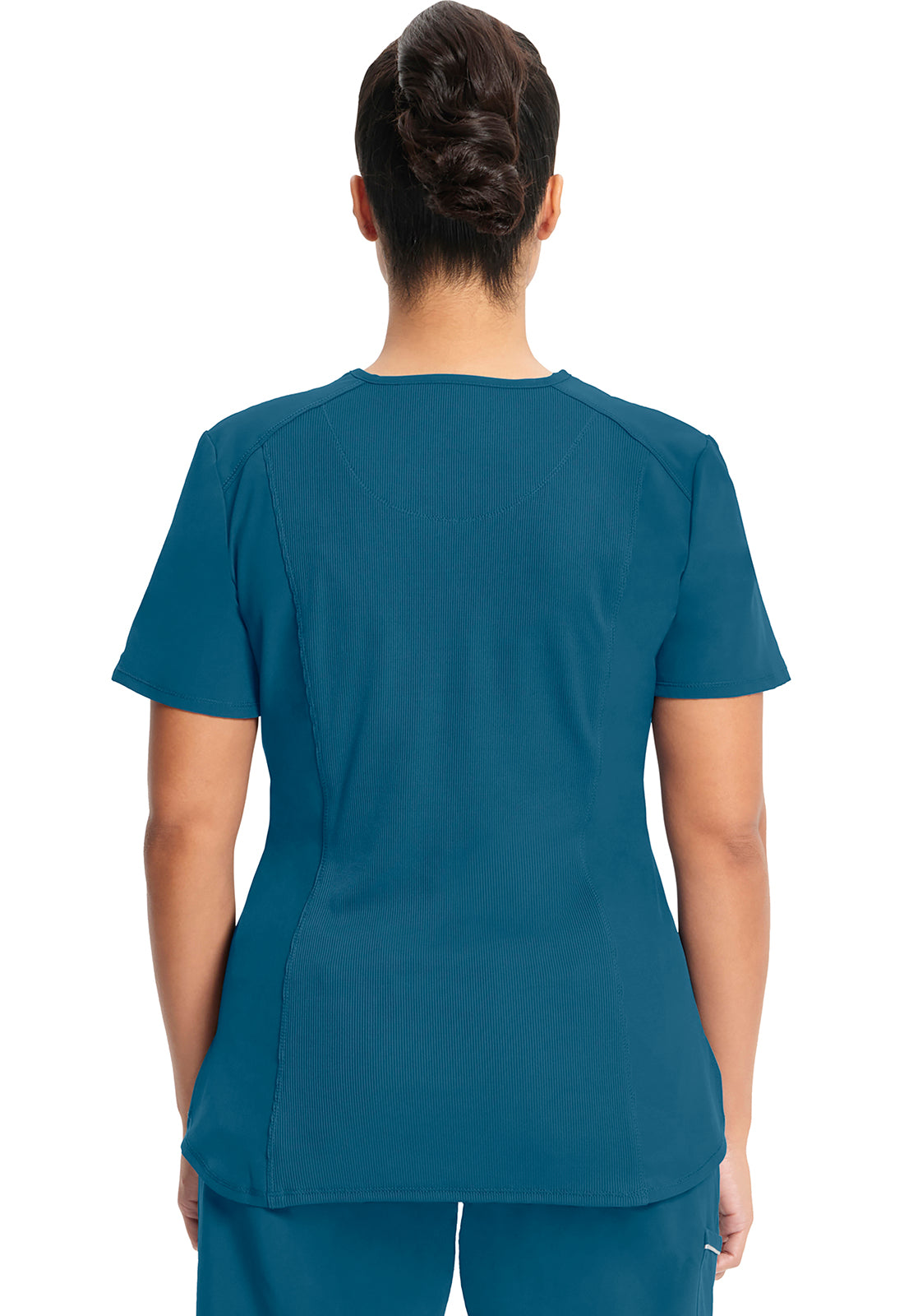 Classics CK687A Tuckable V-Neck Top Caribbean Blue Model Image Back | Infinity